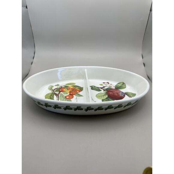 Vintage Portmeirion Pomona 1990s 11" Dual Compartment Veggie Serving Dish - Picture 2 of 6